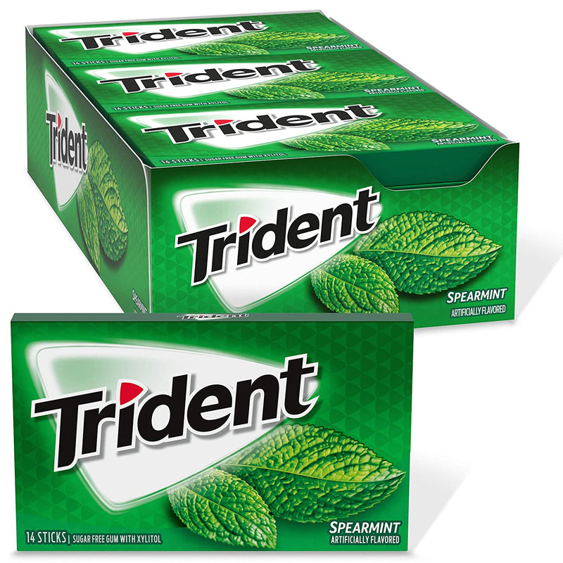 Trident Spearmint Sugar Free Gum (14 pieces )