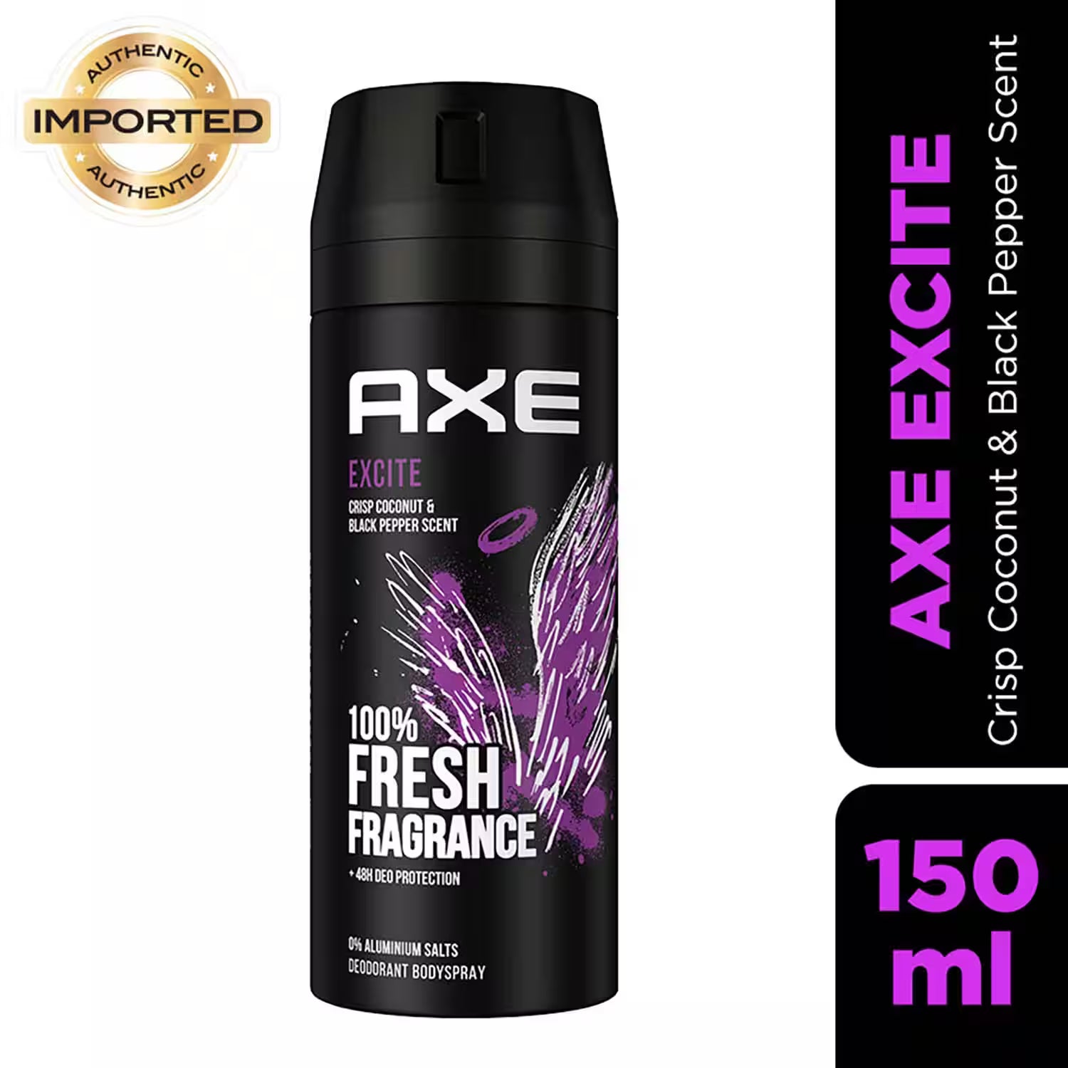 Axe Excite Deodorant Body Spray for Men, 48H Odour Protection Crisp Coconut (150 ml)