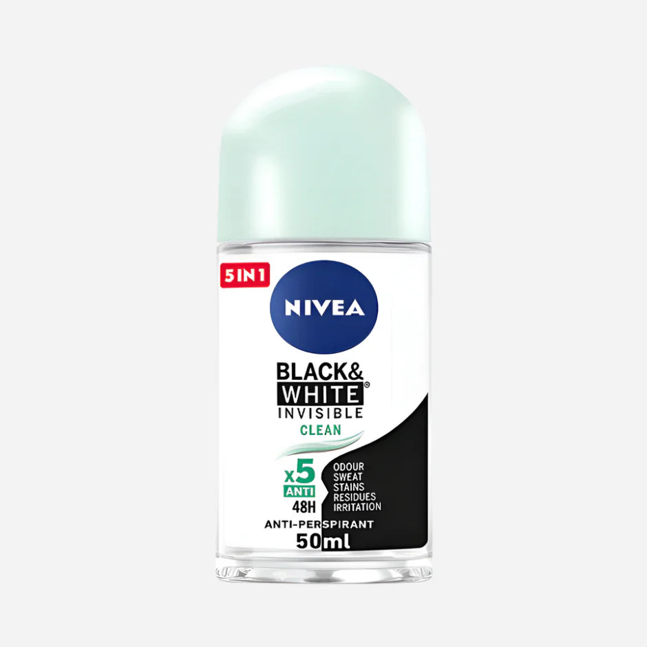 Nivea Invisible Clean Black & White Clean Roll On 50ml ...