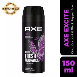 Axe Excite Deodorant Body Spray for Men, 48H Odour Protection Crisp Coconut (150 ml)
