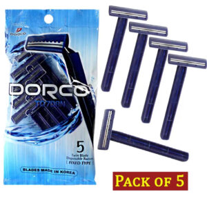 DORCO Razor for Men - Pack of 5 Pcs Dorco Disposable Razor - TD708N - Twin Blade Disposable Razor